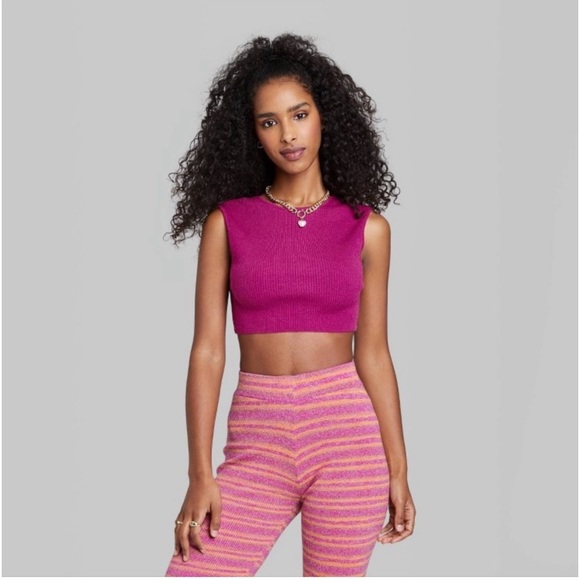 Women's Reversible Twist
Tank Cropped Sweater
Tank Top - Plum Purple and Black S - Picture 2 of 8